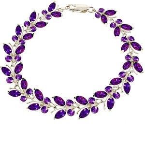 14K. SOLID GOLD BUTTERFLY BRACELET WITH AMETHYSTS (White Gold)